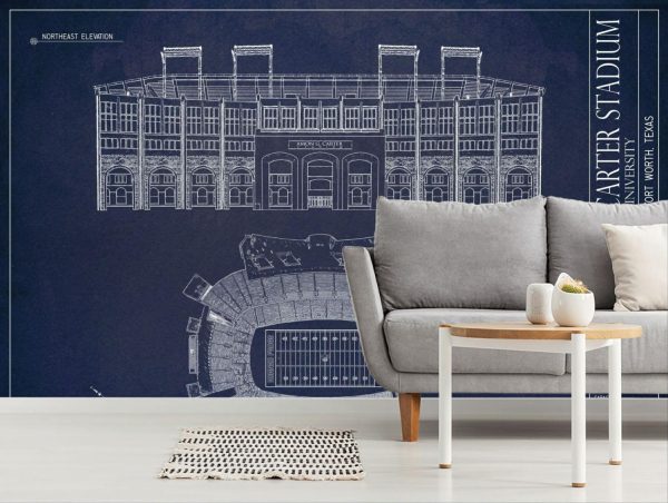 Sports | Amon G. Carter Stadium Blueprint Wall Mural Sports Sports