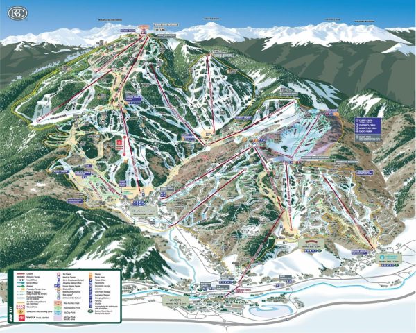 Sports | Beaver Creek Ski Trail Map With Legend Wall Mural Maps & Flags Maps & Flags