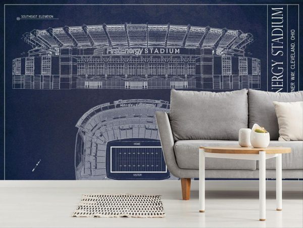 Sports | FirstEnergy Stadium Blueprint Wall Mural Architectural Architectural