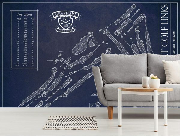 Sports | Gearhart Golf Links Blueprint Wall Mural Sports Sports