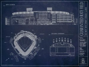 Sports | Guaranteed Rate Field Blueprint Wall Mural Architectural Architectural