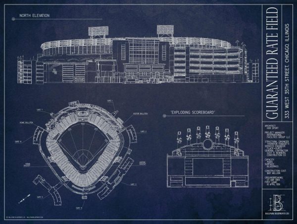 Sports | Guaranteed Rate Field Blueprint Wall Mural Architectural Architectural