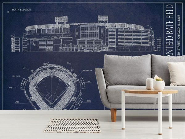 Sports | Guaranteed Rate Field Blueprint Wall Mural Architectural Architectural