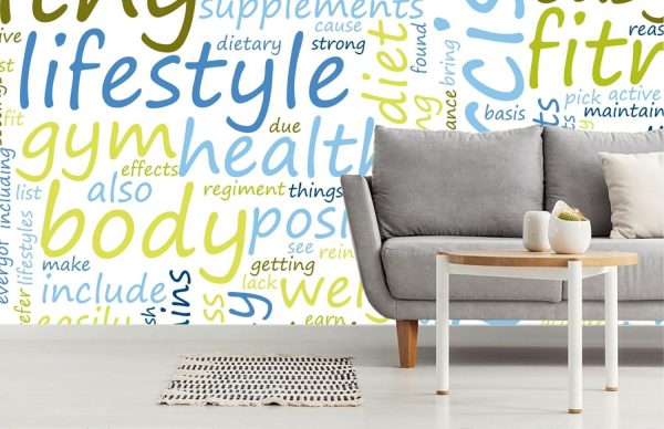 Sports | Healthy Lifestyle Word Cloud Wallpaper Mural Art & Graphics Art & Graphics