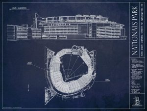 Sports | Nationals Park Blueprint Wall Mural Sports Sports