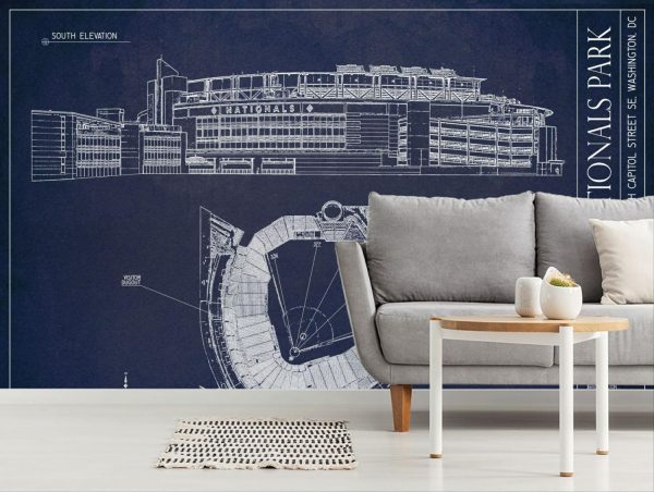 Sports | Nationals Park Blueprint Wall Mural Sports Sports