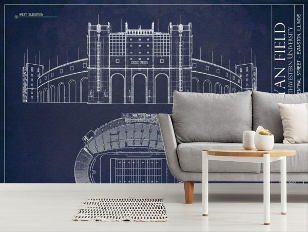 Sports | Northwestern University Ryan Field Wall Mural Architectural Architectural