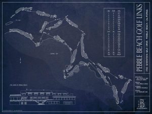 Sports | Pebble Beach Golf Links Blueprint Wallpaper Mural Sports Sports