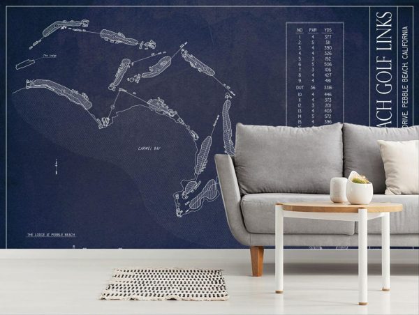 Sports | Pebble Beach Golf Links Blueprint Wallpaper Mural Sports Sports