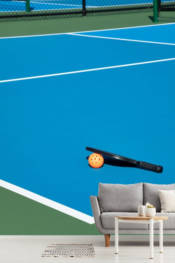 Sports | Pickleball Court With A Paddle And Orange Ball Sports Sports