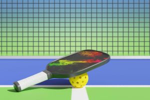 Sports | Pickleball Racket And Ball Next To The Net Wall Mural Sports Sports