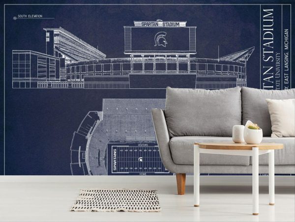 Sports | Spartan Stadium Blueprint Wall Mural Sports Sports