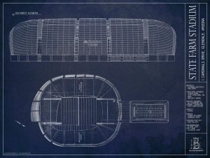 Sports | State Farm Stadium Blueprint Wall Mural Architectural Architectural