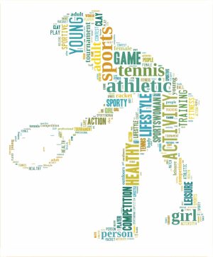 Sports | Tennis Player Word Cloud Mural Wallpaper Sports Sports