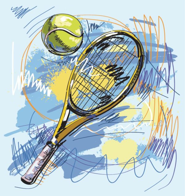 Sports | Tennis Racket Illustration Wallpaper Mural Colors Colors