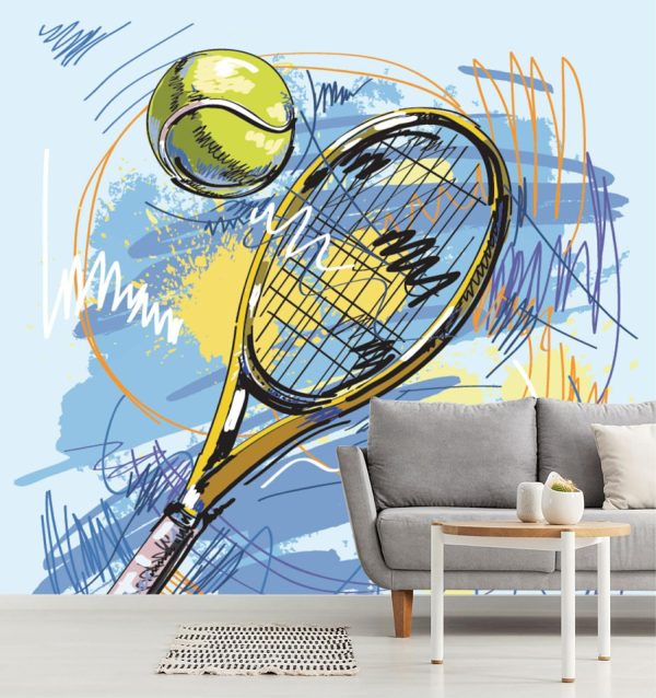 Sports | Tennis Racket Illustration Wallpaper Mural Colors Colors