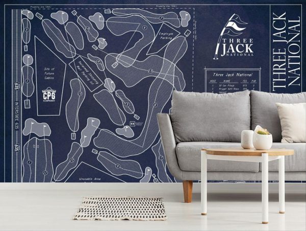 Sports | Three Jack National Blueprint Wall Mural Colors Colors