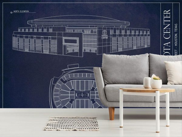 Sports | Toyota Center Blueprint Wall Mural Sports Sports