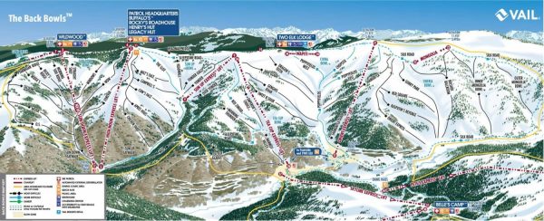 Sports | Vail Back Bowls Ski Trail Map With Legend Mural Maps & Flags Maps & Flags