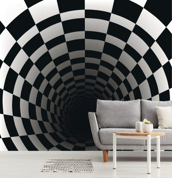 Styles | Black Hole In Checkerboard Wall Mural Styles Styles