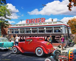 Styles | Cruzin’ the Route 66 Diner (No Text) Wall Mural Styles Styles