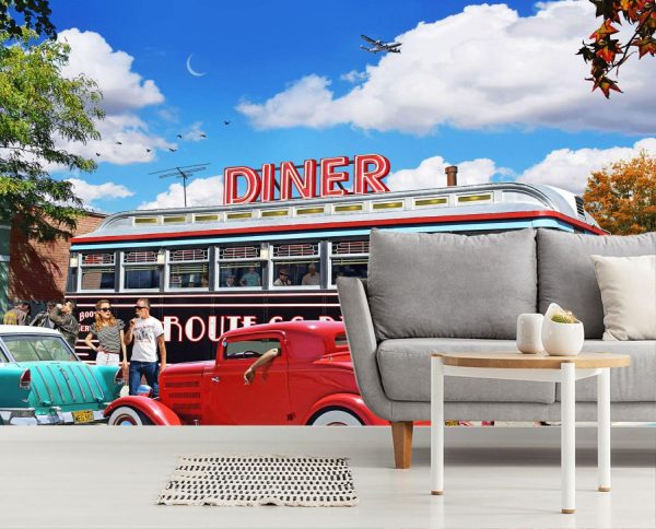 Styles | Cruzin’ the Route 66 Diner (No Text) Wall Mural Styles Styles