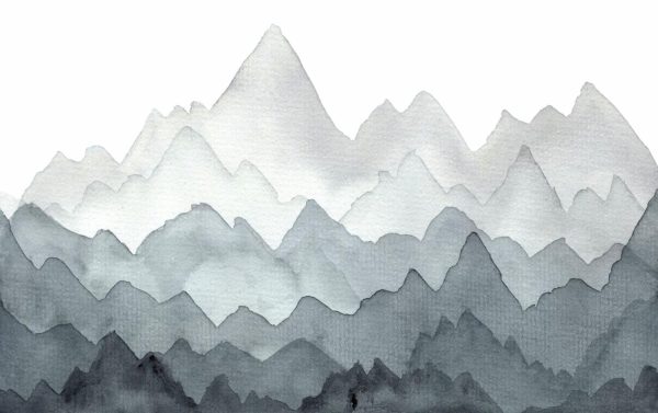 Styles | Misty Gray Watercolor Mountains Wall Mural Art & Graphics Art & Graphics