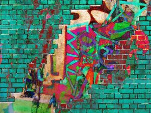 Textures & Backgrounds | Teal Brick Graffiti Wall Mural Textures & Backgrounds Textures & Backgrounds