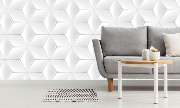 Textures & Backgrounds | White Geometric Background Wallpaper Mural Textures & Backgrounds Textures & Backgrounds