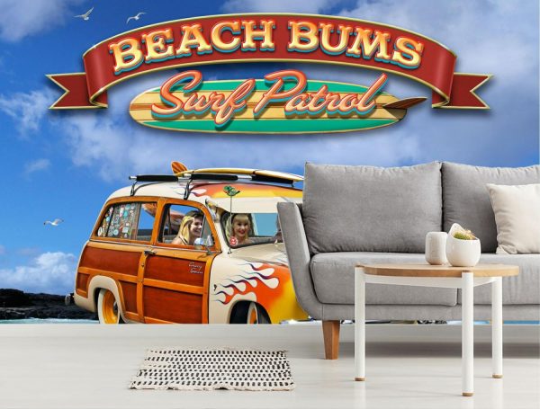 Transportation | Beach Bums Surf Patrol Wall Mural Beach & Tropical Beach & Tropical