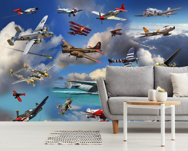 Transportation | Classic Airplanes Wallpaper Mural Wallpaper Murals Transportation