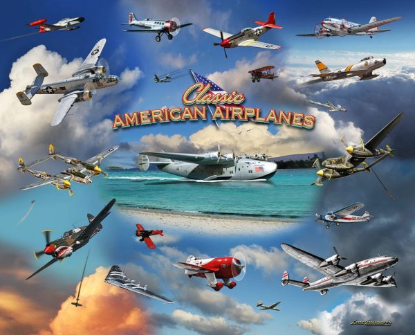 Transportation | Classic American Airplanes Mural Wallpaper Transportation Transportation