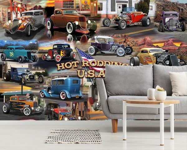 Transportation | Hot Rodding USA CollageMural Wallpaper Transportation Transportation