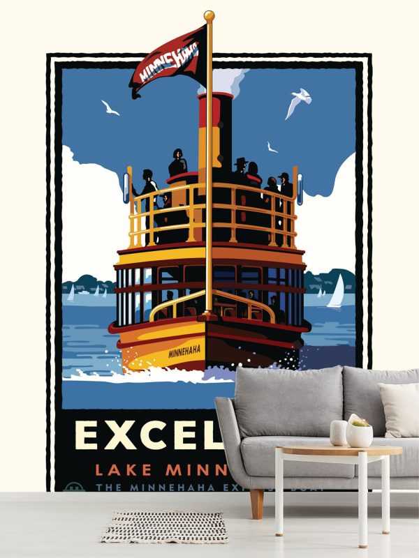 Transportation | Lake Minnetonka Excelsior Ferry Wallpaper Mural Transportation Transportation