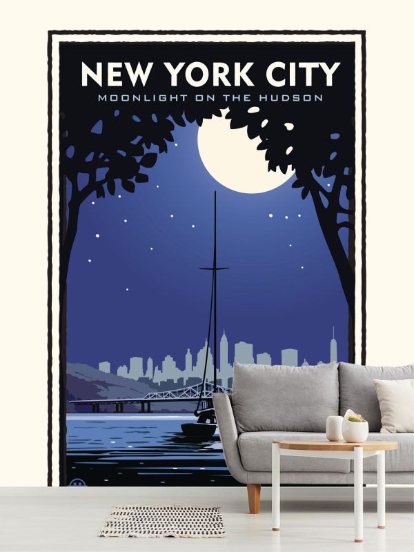 Transportation | New York City Moonlight Wallpaper Mural City & Skyline City & Skyline