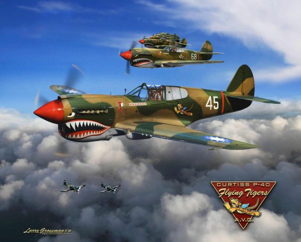 Transportation | P-40 Flying Tigers Mural Wallpaper Transportation Transportation