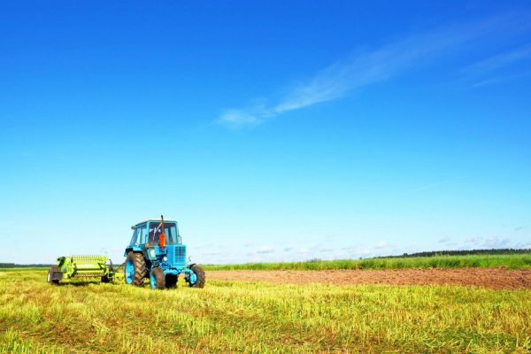 Transportation | Tractor On A Farmer Field Wall Mural Landscapes & Scenic Landscapes & Scenic