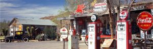 Transportation | Vintage Gas Station On Route 66 Wall Mural Architectural Architectural