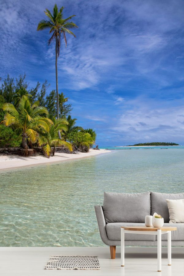 Trees | Aitutaki Lagoon, Cook Islands Wallpaper Mural Beach & Tropical Beach & Tropical