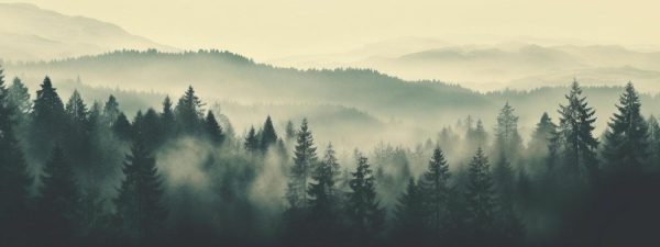 Trees | Misty Fir Forest Landscape Wall Mural Forests Forests