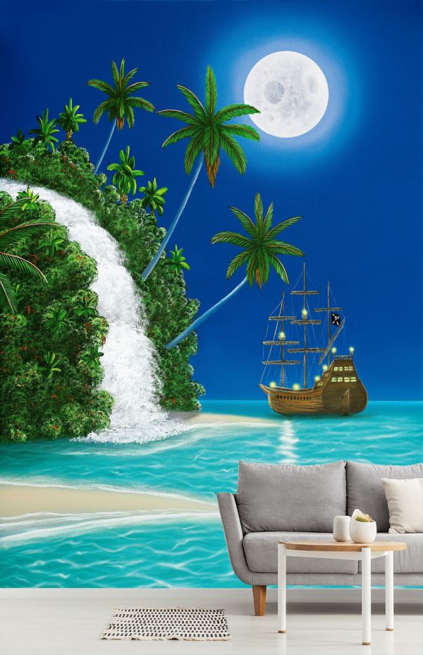 Trees | Pirate’s Lagoon Wallpaper Mural Beach & Tropical Beach & Tropical