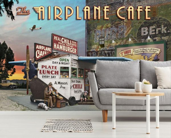 Architectural | Airplane CafeMural Wallpaper Architectural Architectural