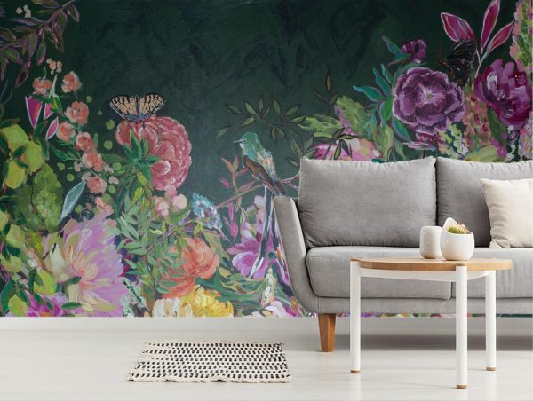 Flowers | Garden at Midnight II Wallpaper Mural Art & Graphics Art & Graphics