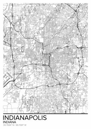 Art & Graphics | Map Of Indianapolis, IN Wallpaper Mural Art & Graphics Art & Graphics