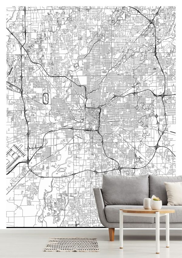 Art & Graphics | Map Of Indianapolis, IN Wallpaper Mural Art & Graphics Art & Graphics