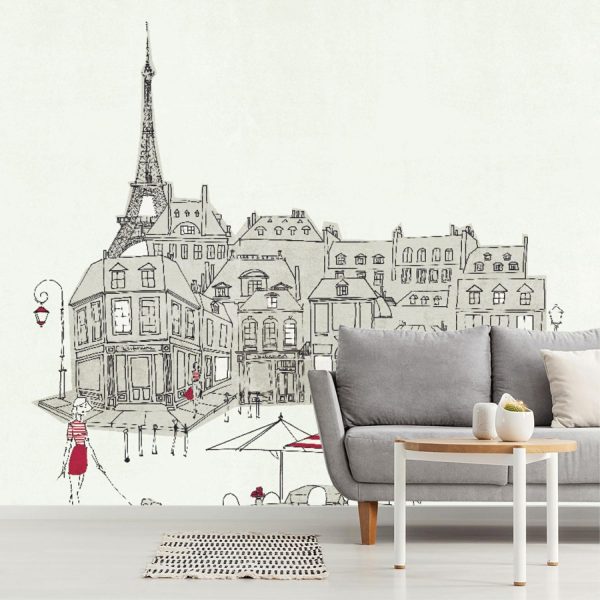 City & Skyline | Paris Street Cafe Mural Wallpaper Architectural Architectural