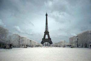 Landmarks | Eiffel Tower On A Winter Day Mural Wallpaper Landmarks Landmarks