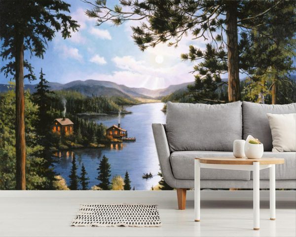 Landscapes & Scenic | Cabin In The Woods Wall Mural Landscapes & Scenic Landscapes & Scenic