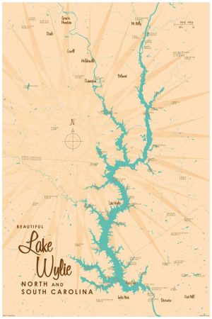 Maps & Flags | Lake Wylie, SC Map Wallpaper Mural Maps & Flags Maps & Flags