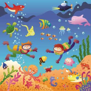 Seasonal | Under The Sea Cartoon Wallpaper Mural Animals Animals